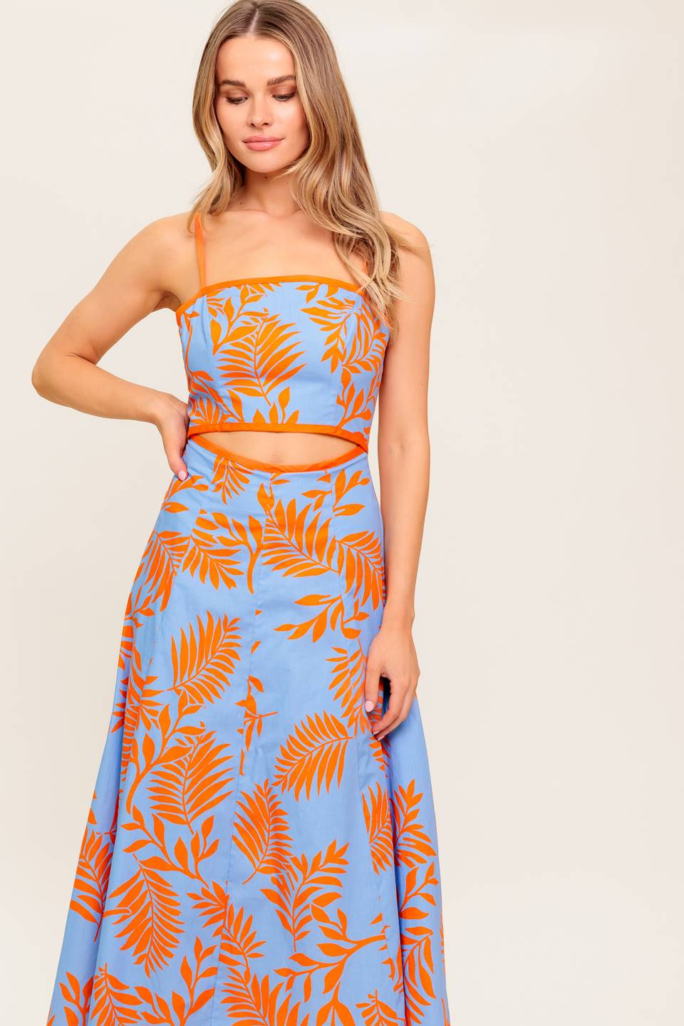 APRICOT SUNSET WOVEN MIDI DRESS Flying Tomato